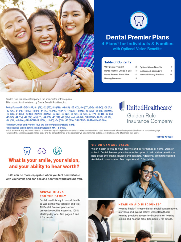 Dental Premier Plans: 4 Plans For Individuals & Families | PDF