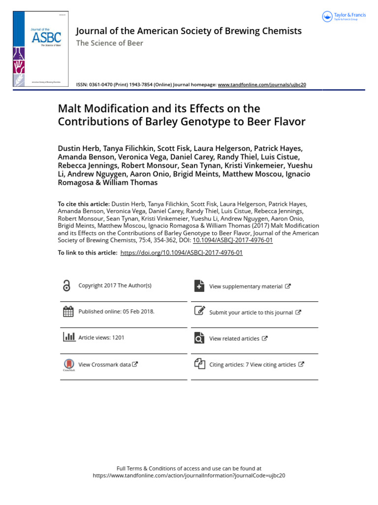 Malt Modification and Its Effects On The Contributions of Barley ...