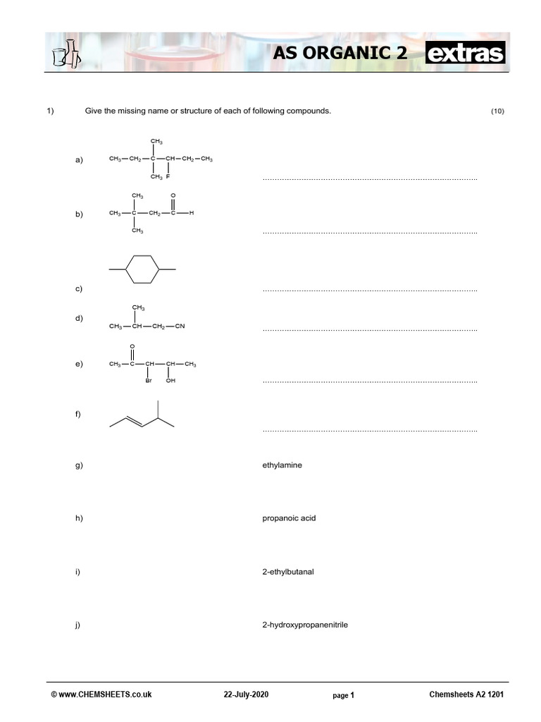 Chemsheets A2 1201 Extras As Organic 2 Pdf