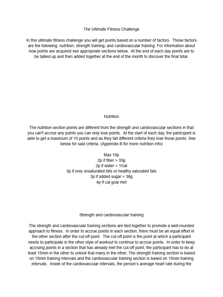 Ultimate Fitness Challenge Points System | PDF | Organic Compounds ...
