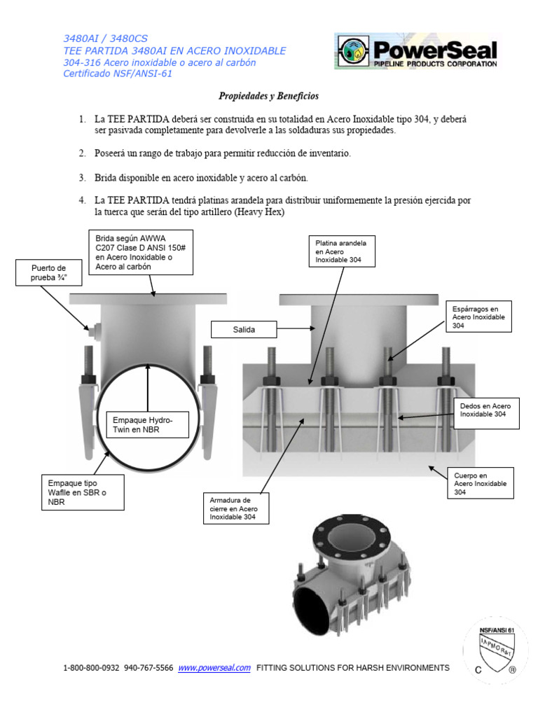 TEE PARTIDA 3480AI Acero Inoxidable | PDF | Tornillo | Soldadura