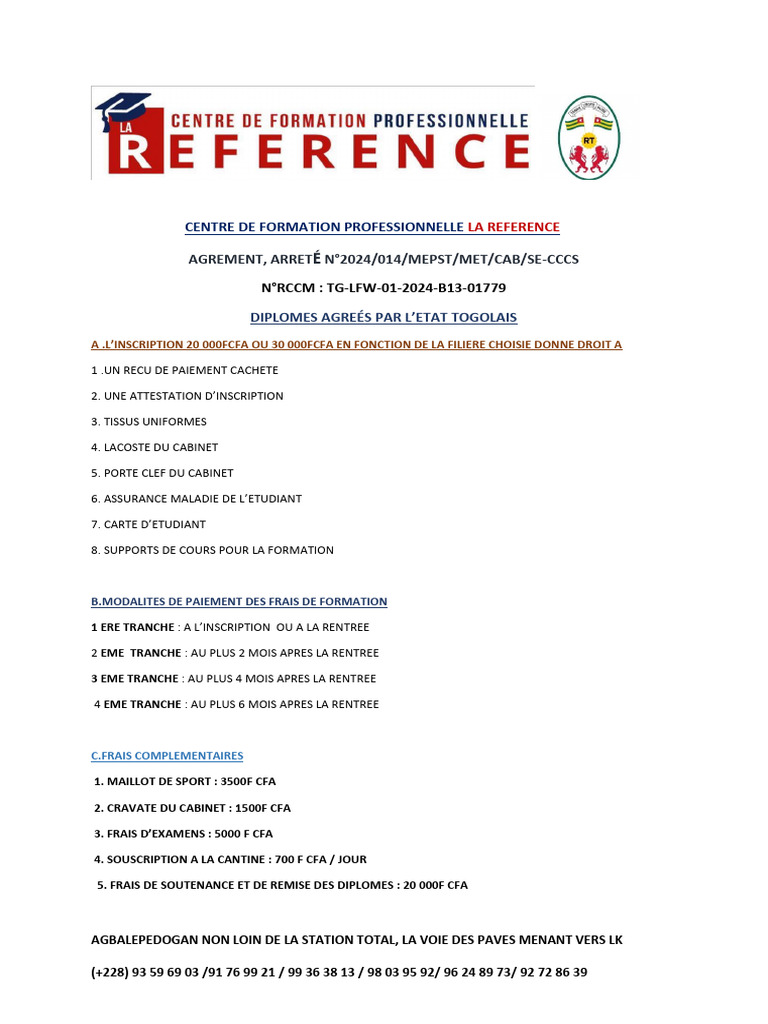 Tous Les Renseignements Sur Le Cabinet La Reference | PDF
