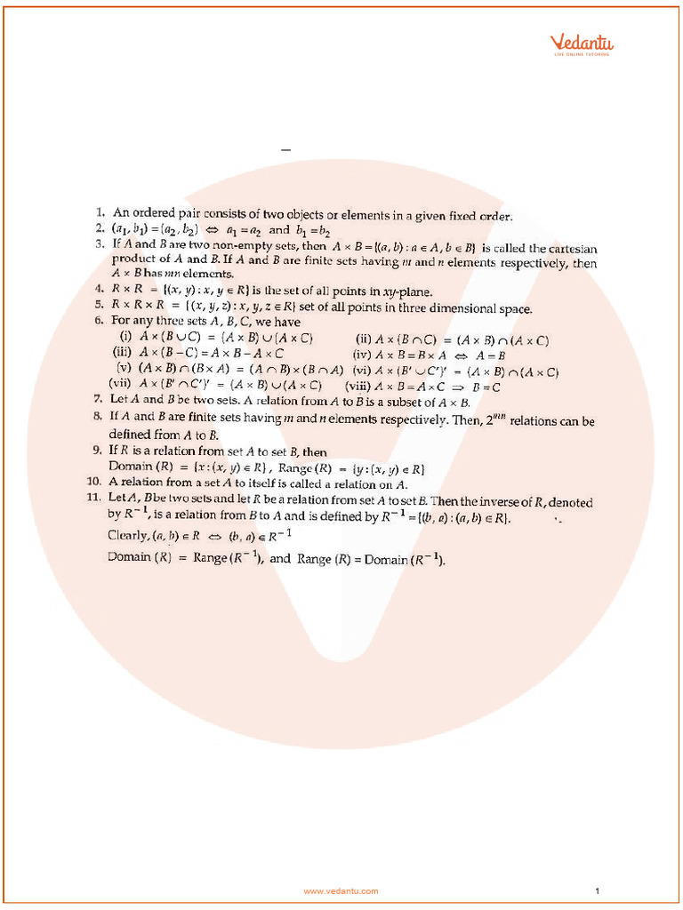 Class 11 Relations Functions Formulas Pdf