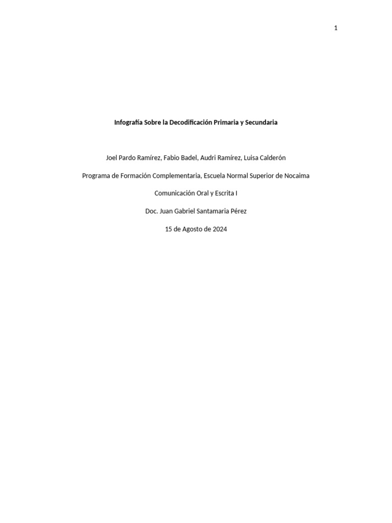 Decodificación Primaria y Secundaria | PDF