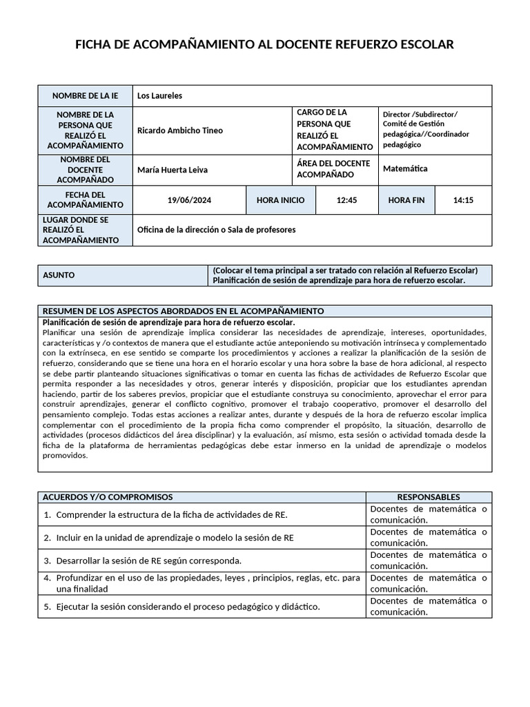 FICHA DE ACOMPAÑAMIENTO AL DOCENTE RE_3 | PDF