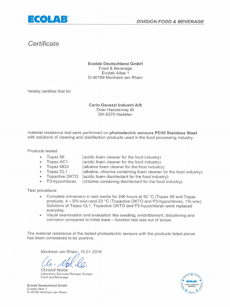 ECOLAB_PD30E..IO | PDF