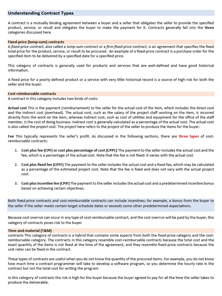 Pmp Contract Types Pdf