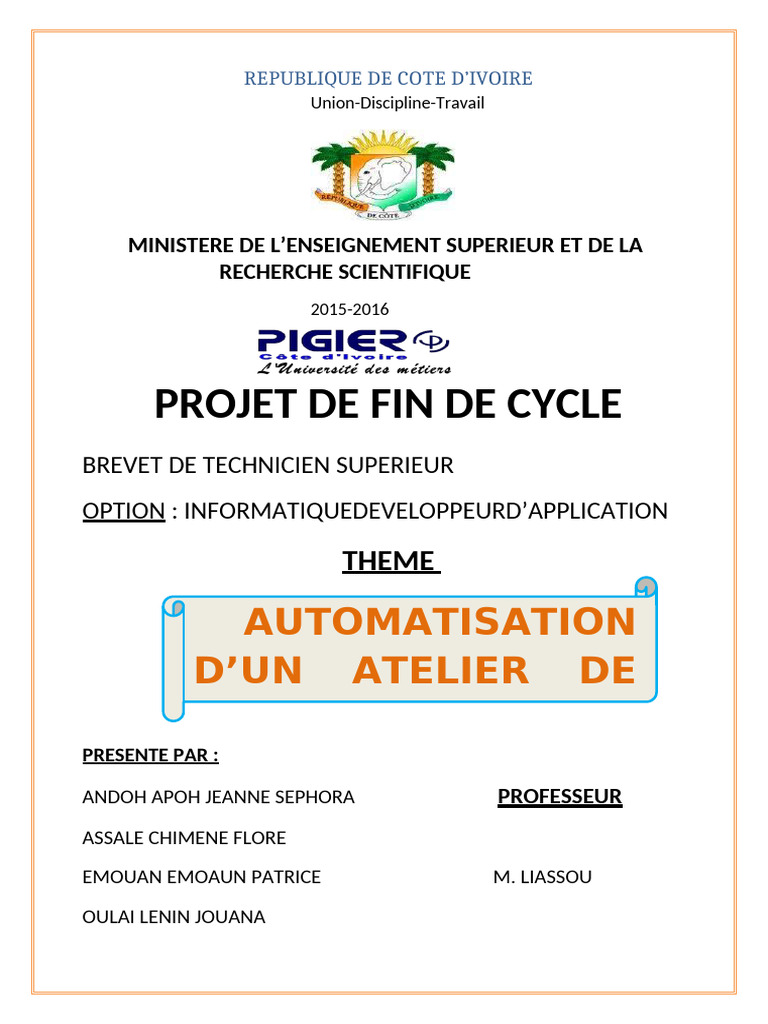 Projet Informatique I BTS 2016 | PDF