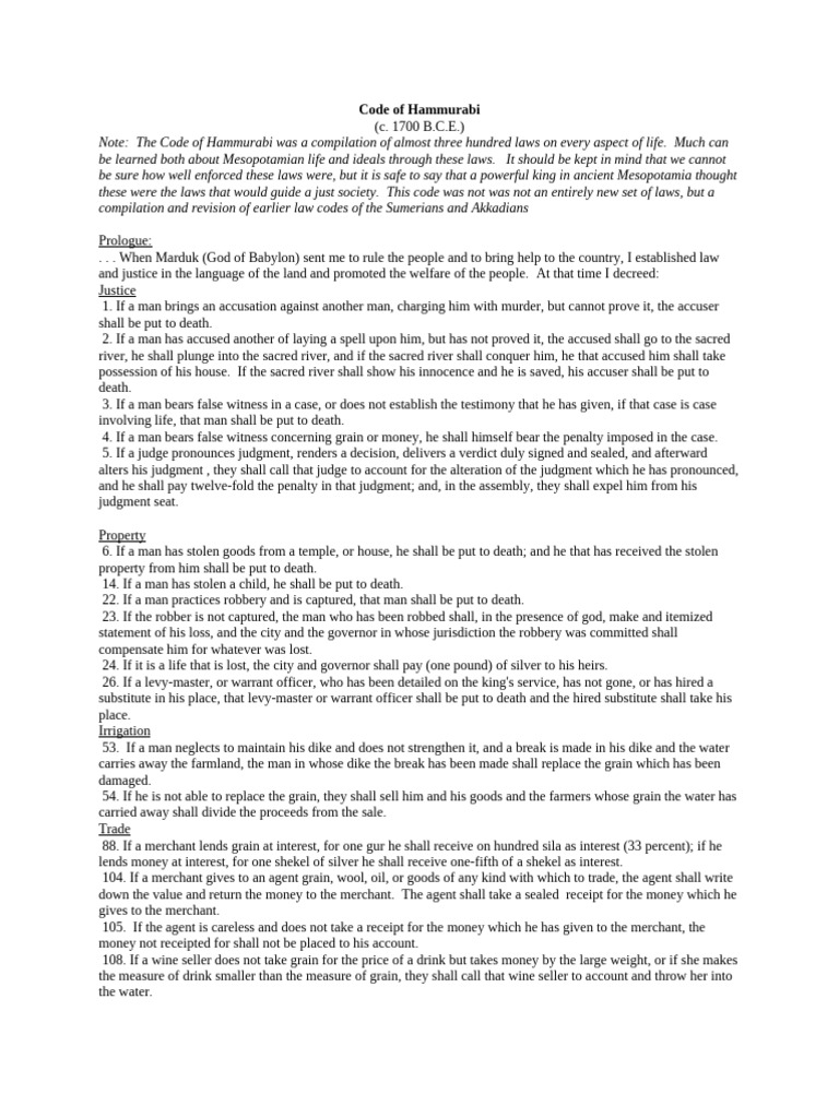 Code of Hammurabi | PDF