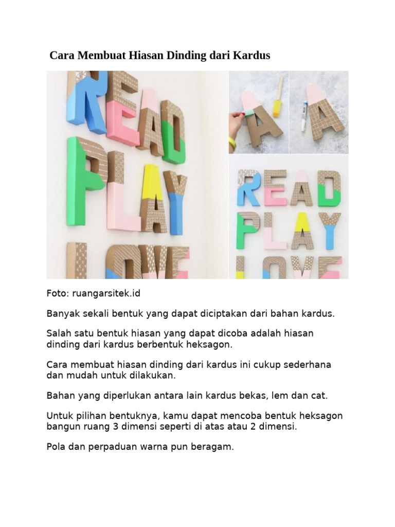 Cara Membuat Hiasan Dinding dari Kardus | PDF