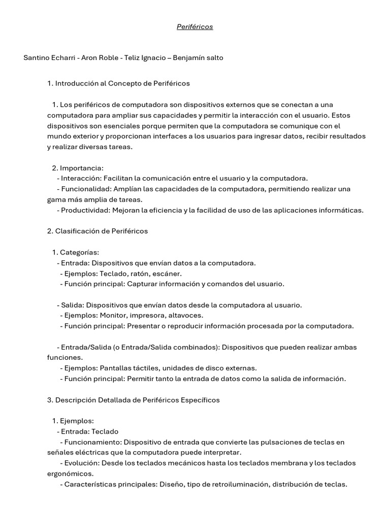 Periféricos | PDF | Periférico | Hardware de la computadora