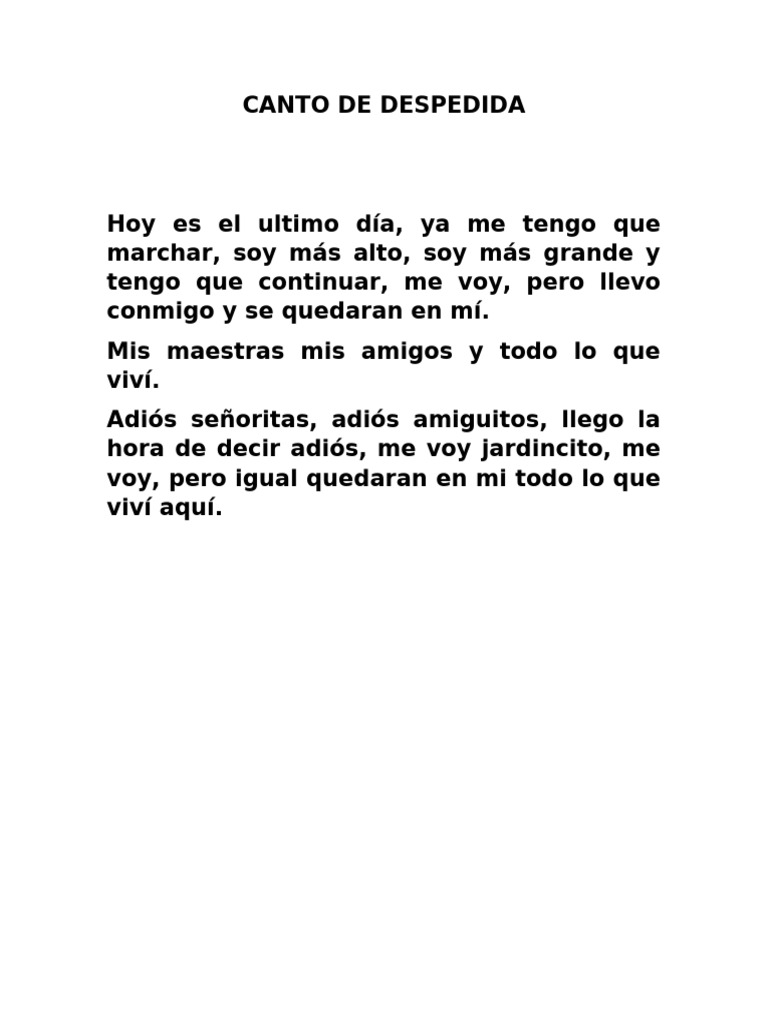 Canto De Despedida Pdf