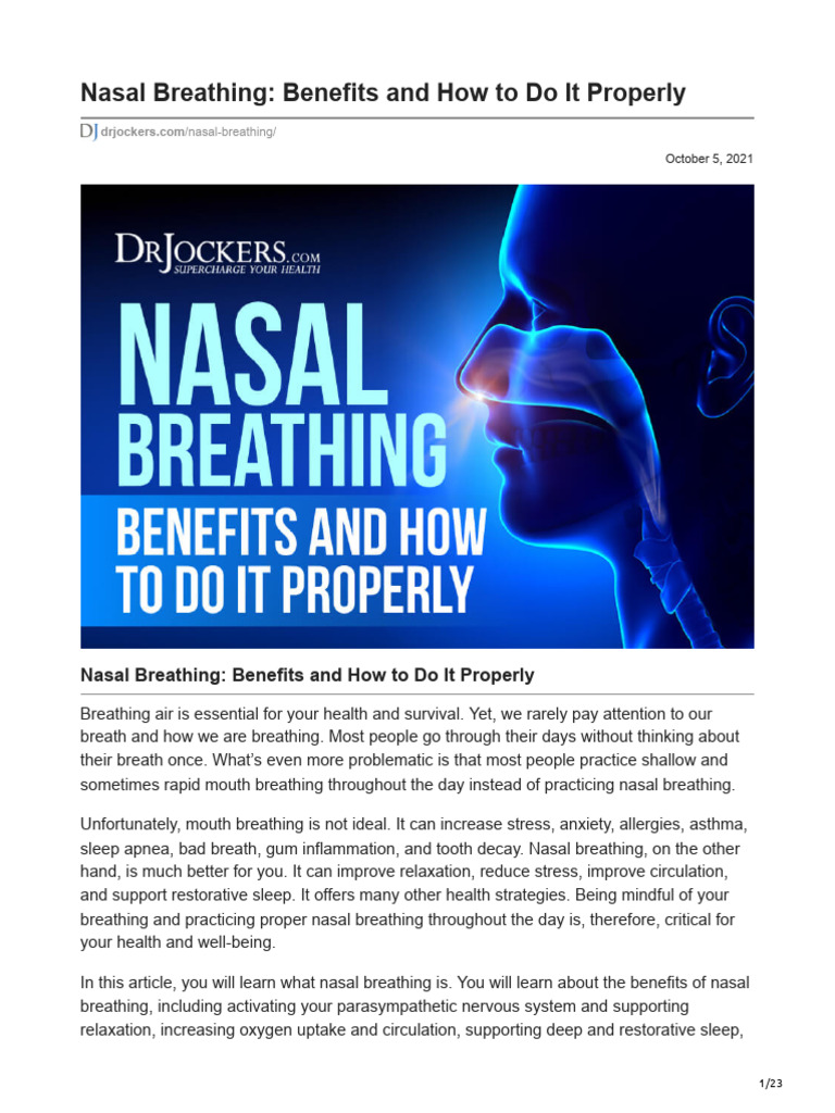 Nasal Breathing Benefits and How To Do It Properly | PDF