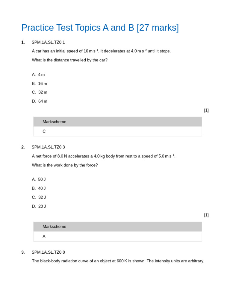 Practice Test Topics A and B | PDF