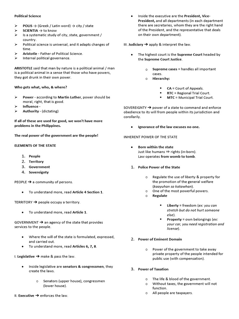 Pure Notes Polsci | PDF
