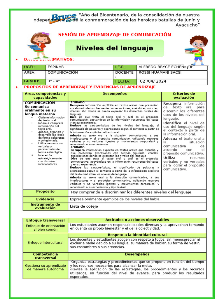 Niveles de Uso Del Lenguaje | PDF