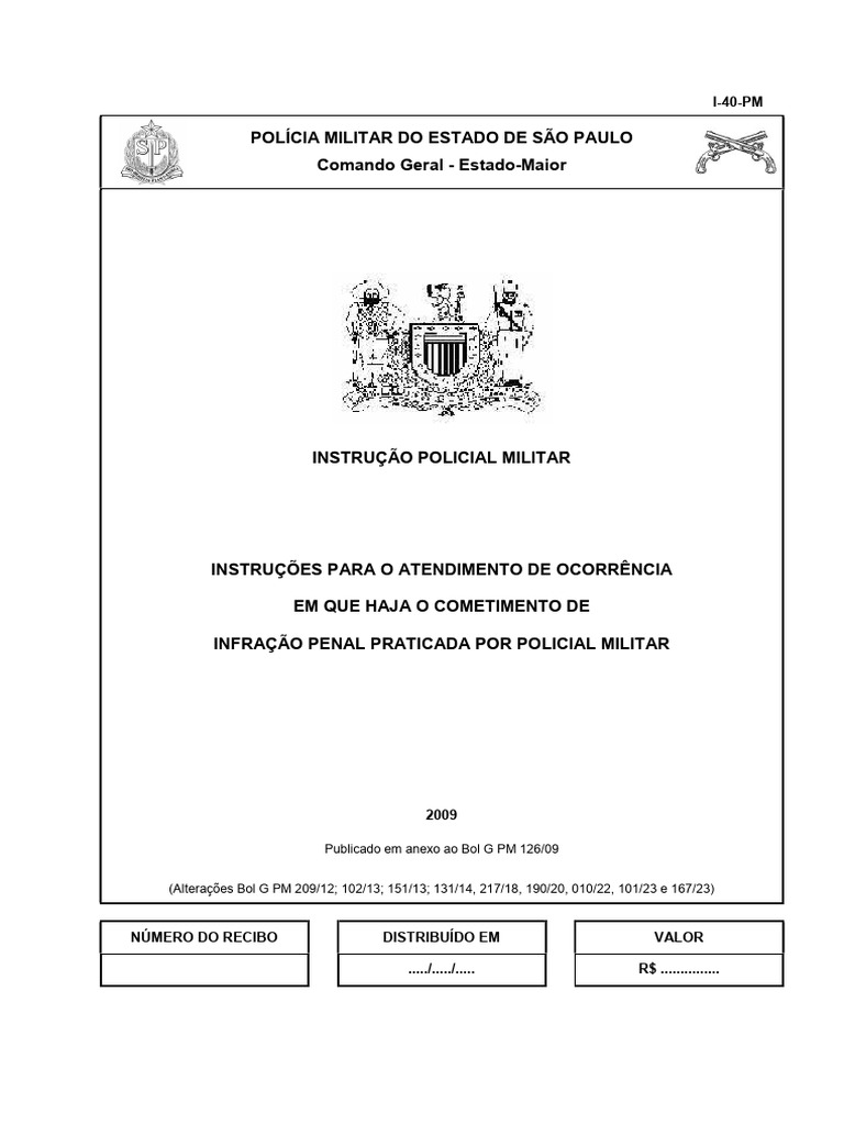Instruções para Ocorrências de PM | PDF | Polícia militar | Polícia
