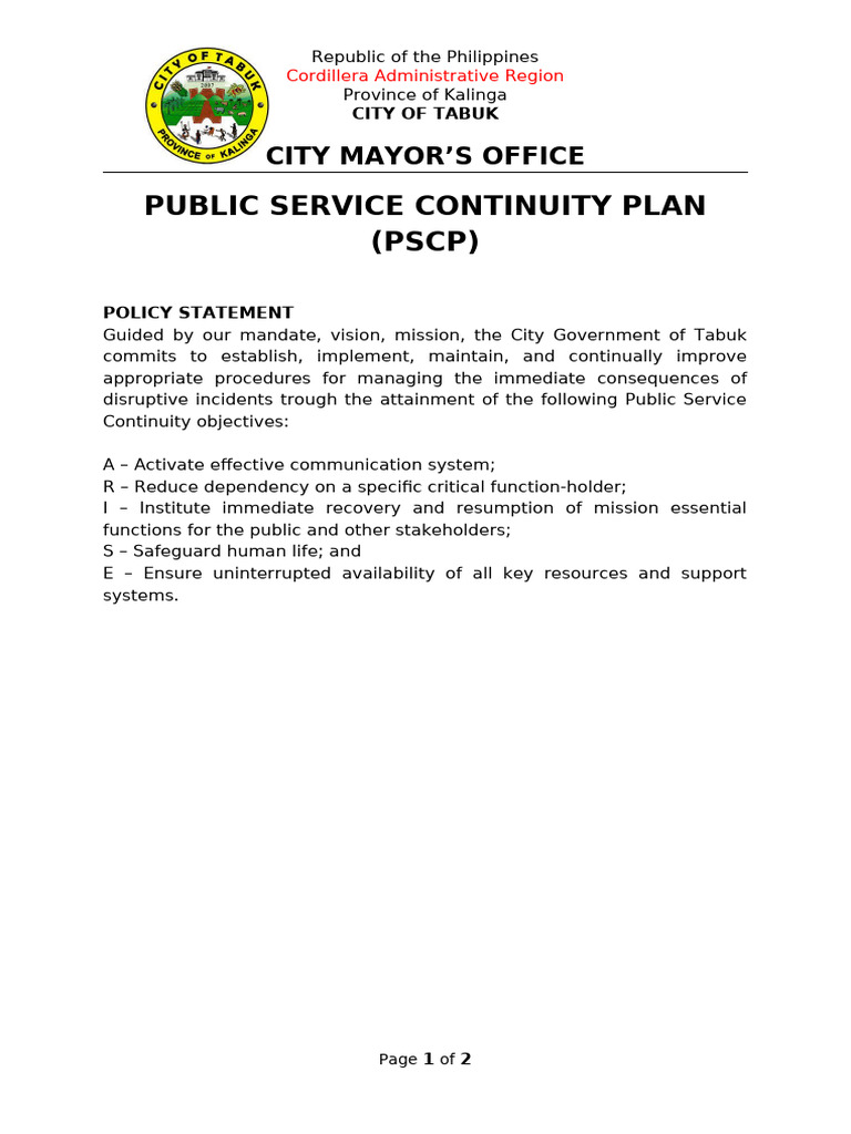 Scon.Sp 2.1 Establish Service Continuity Plans – MPZJ