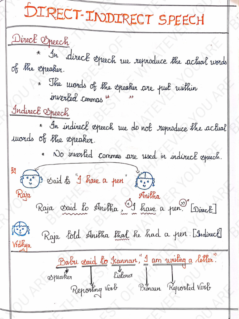 11th English Direct and Indirect Speech Study Materials PDF Download | PDF
