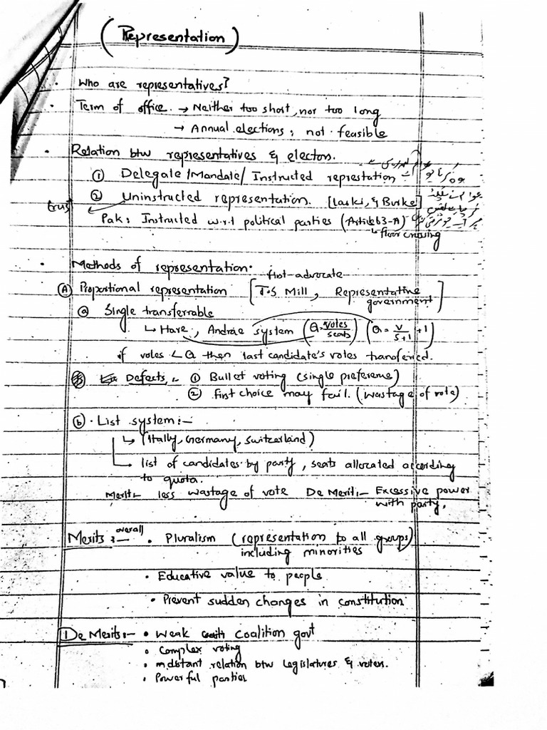 Representation Short Notes | PDF