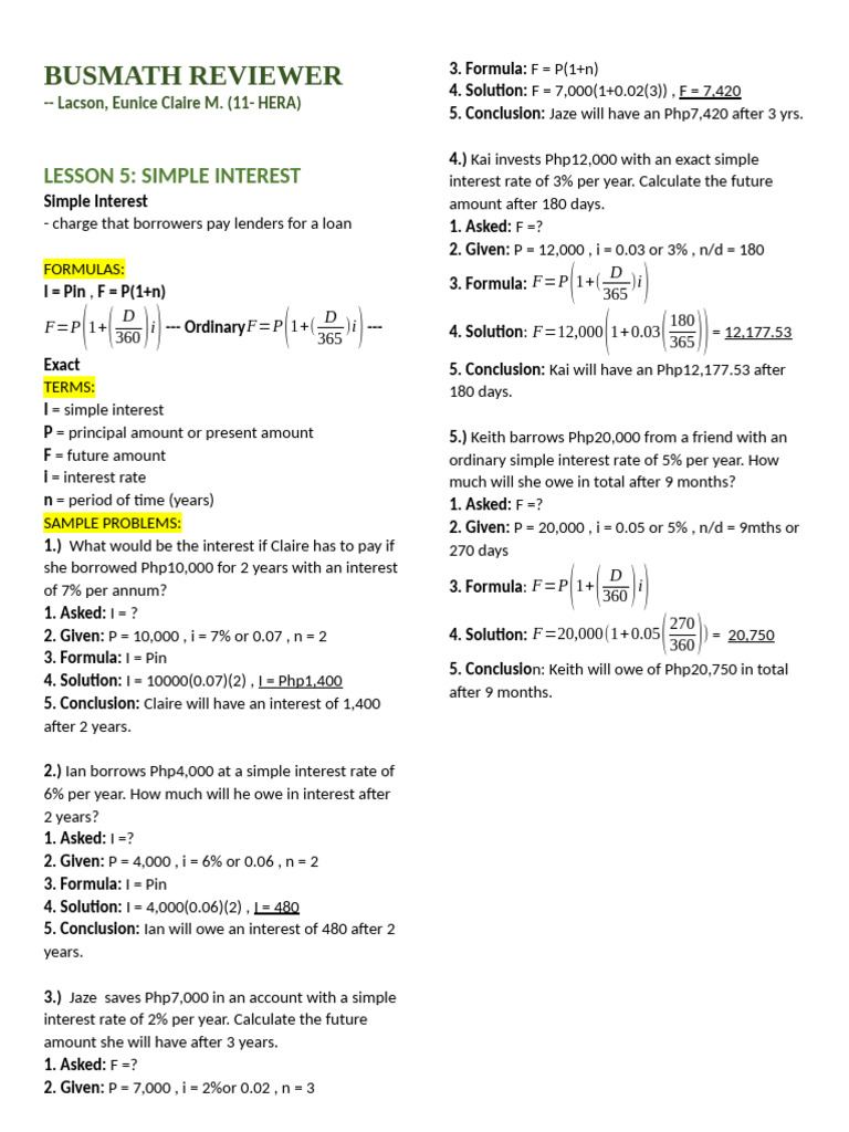 Busmath Reviewer (Peta Finals) | PDF