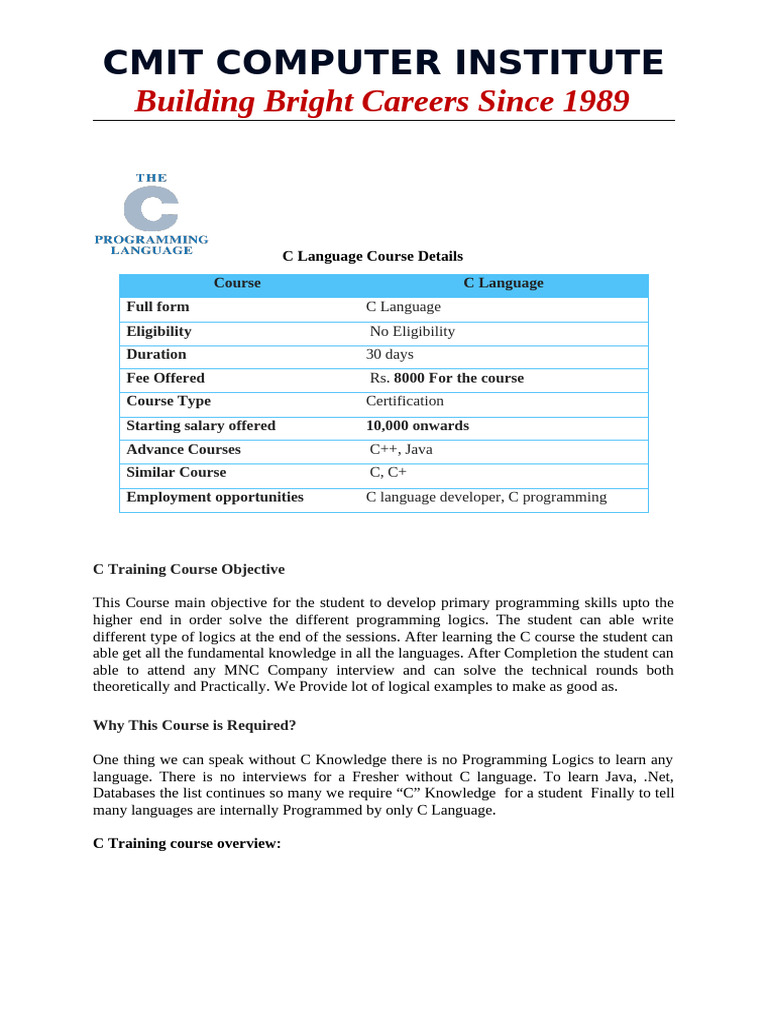 C & C++ Syllabus (Kirti) | PDF