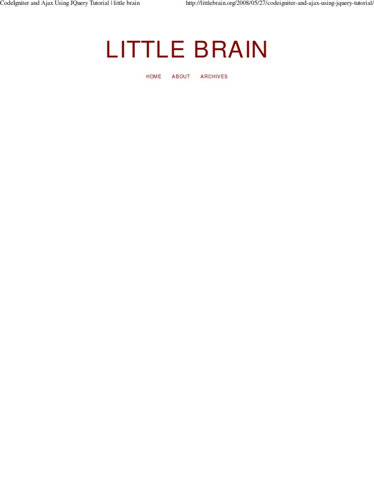 CodeIgniter and Ajax Using JQuery Tutorial | PDF | Java Script | Ajax ...