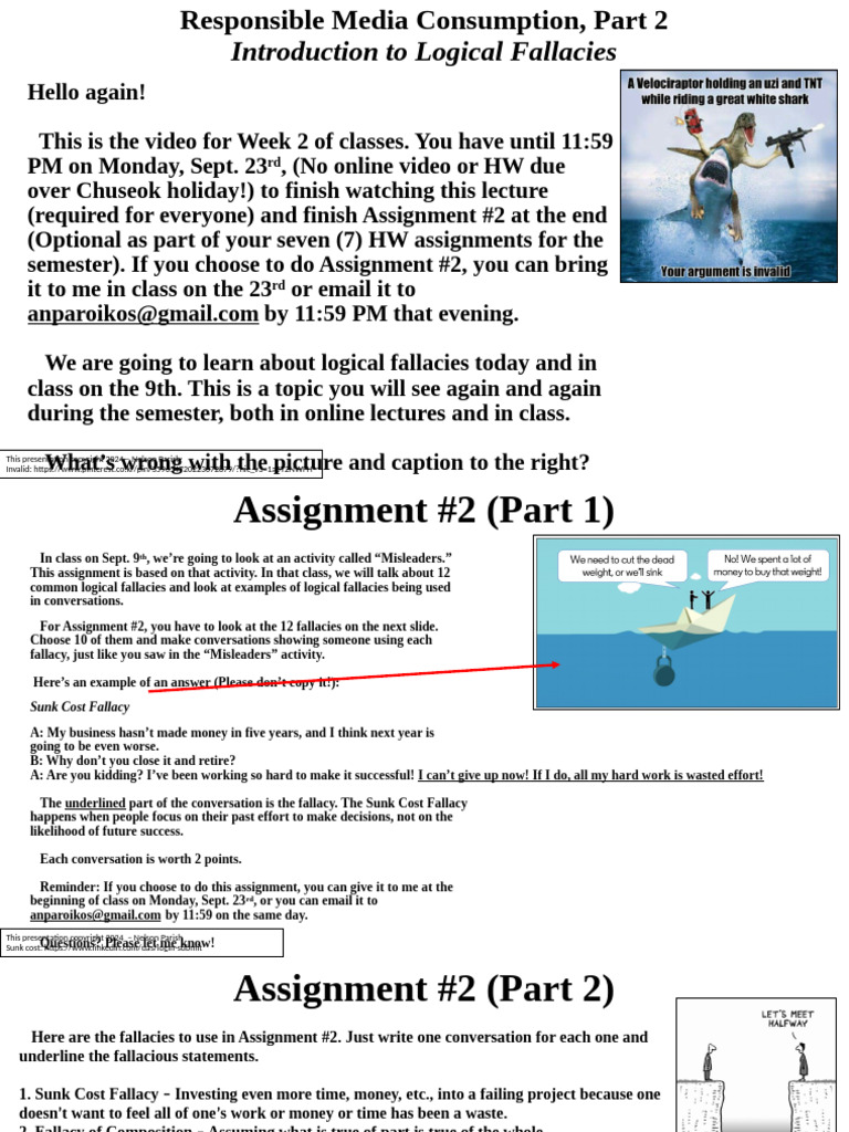 GI - Week 2 - Intro To Logical Fallacies - HW Questions and ...