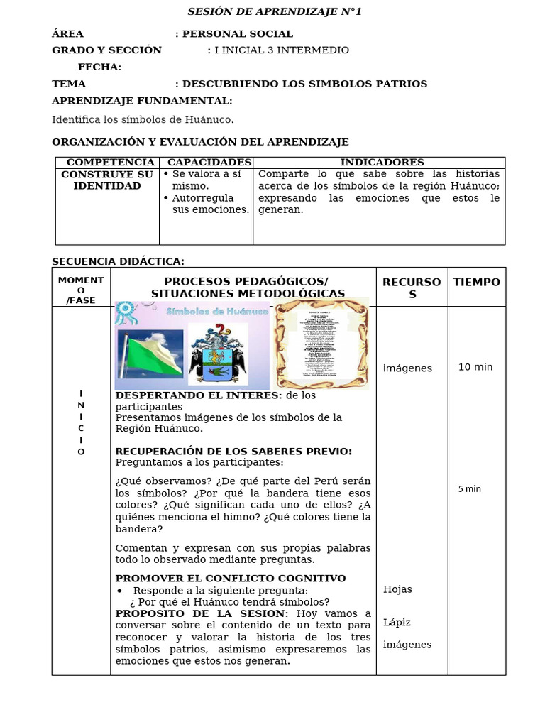 Sesion N°1 | PDF | Aprendizaje | Artes del Lenguaje y Comunicación