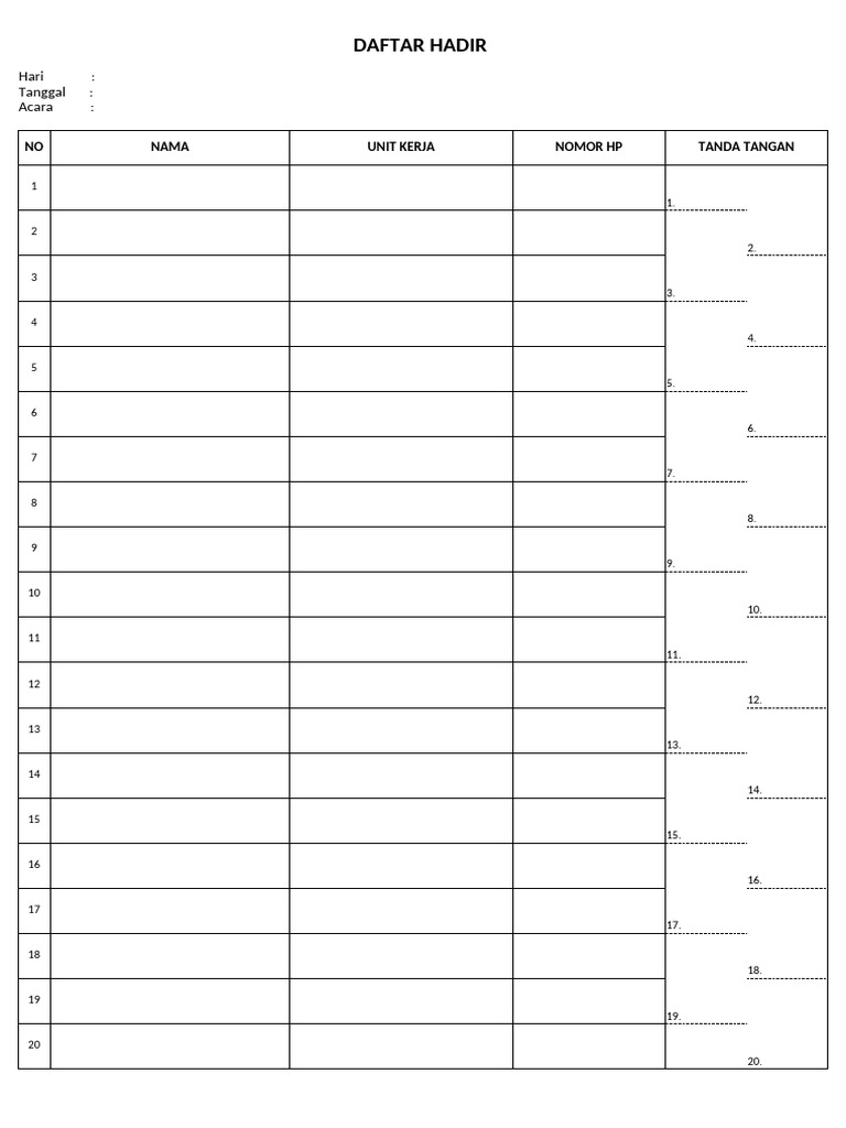Daftar Hadir | PDF