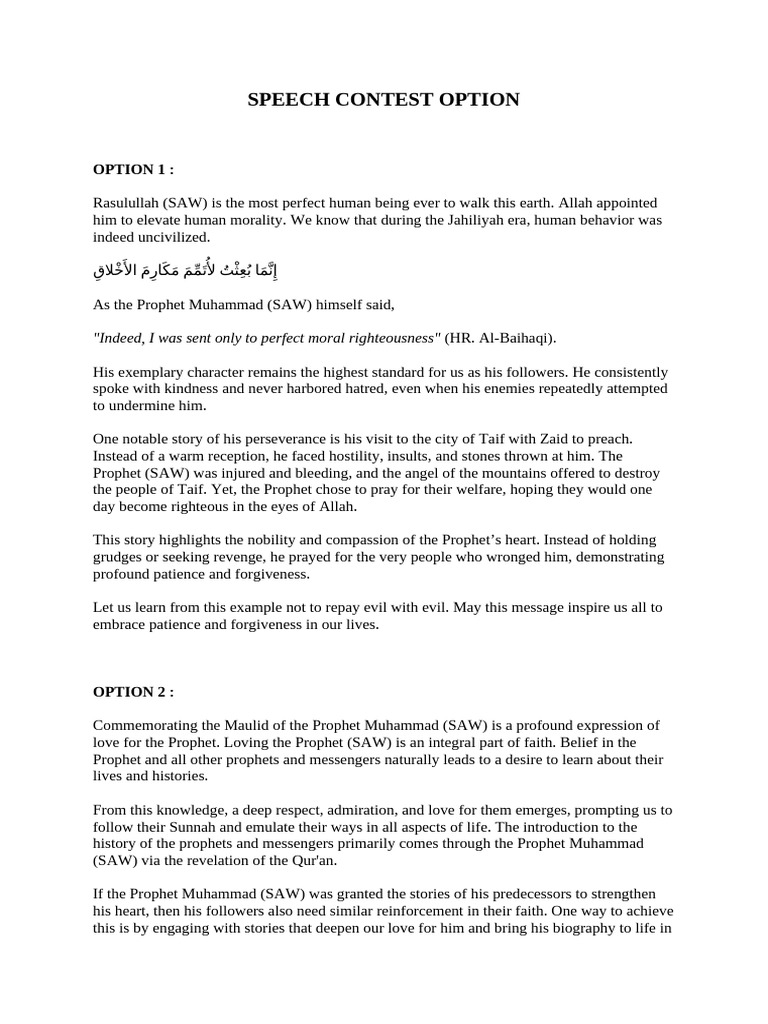 Speech Contest Options | PDF