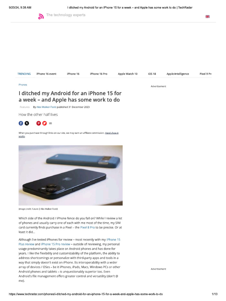 Android V Iphone (Techrader) | PDF
