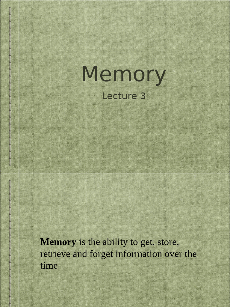 Memory 3d Lecture | PDF