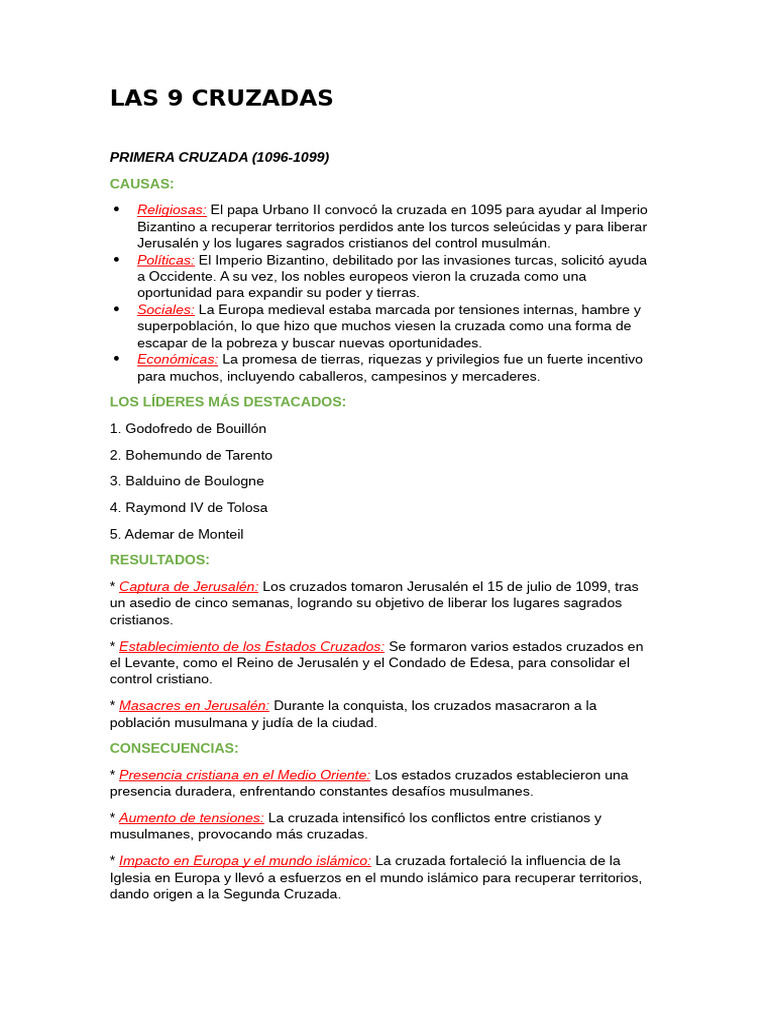 Consecuencias de las Cruzadas | PDF | Cruzadas | imperio Bizantino