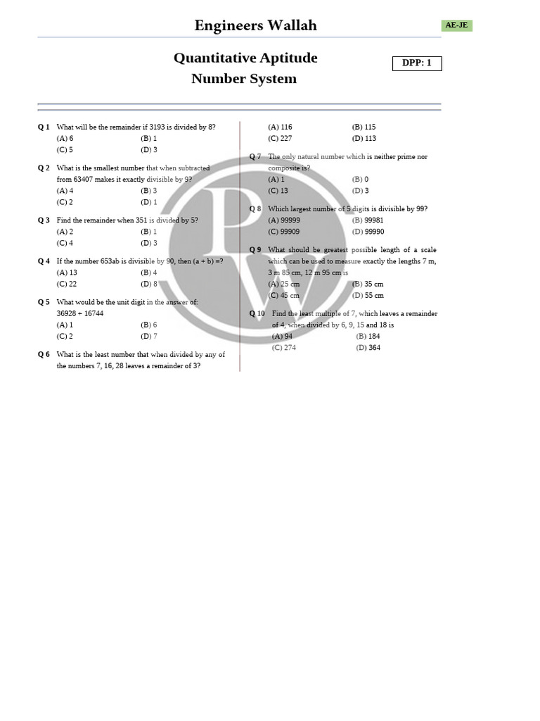Number system dpp 01 english pdf