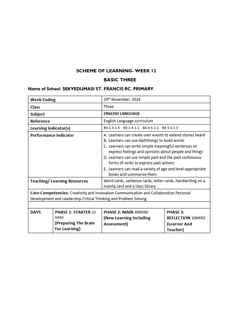 Ges Lesson Plan For First Term 2024 Pdf Download