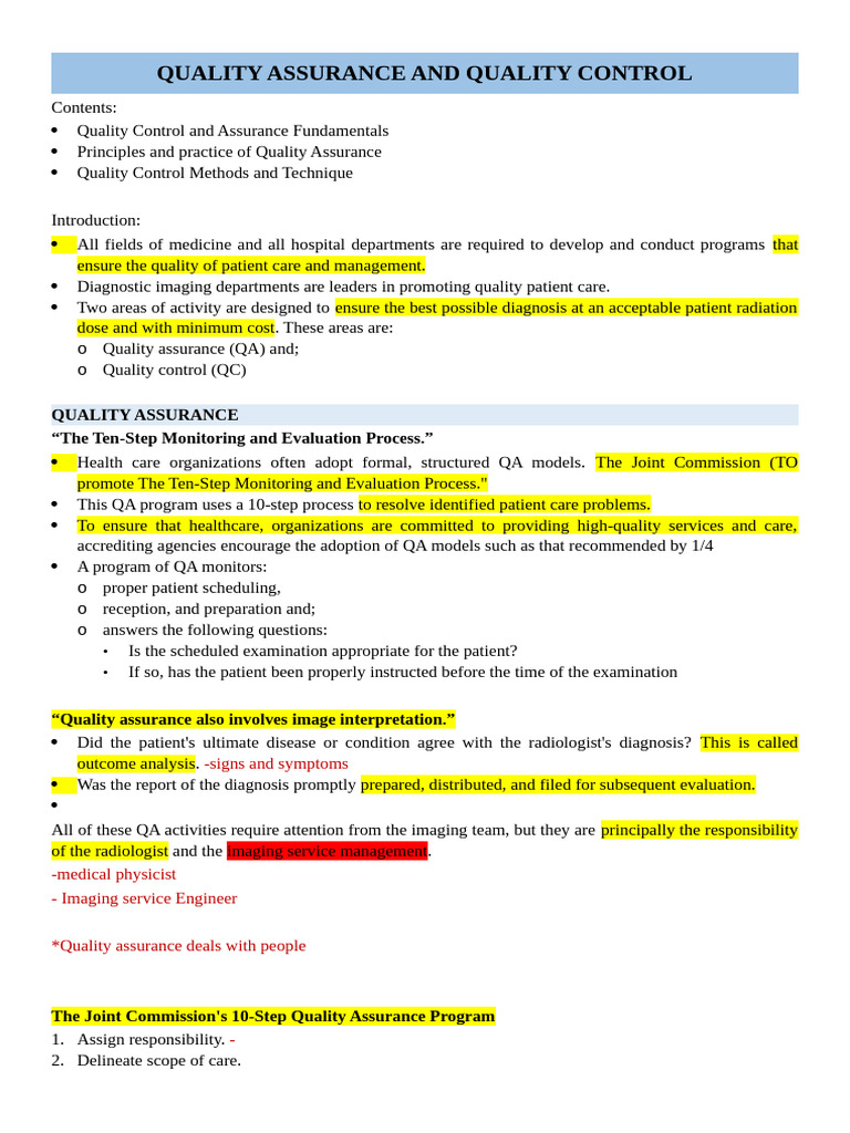 Quality Assurance Quality Control | PDF
