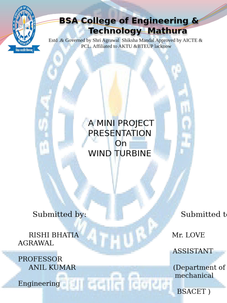 Wind Turbine Mini Project Presentation | PDF