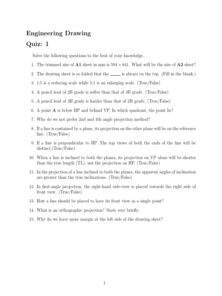 ED Quiz1 | PDF | Pencil | Ratio