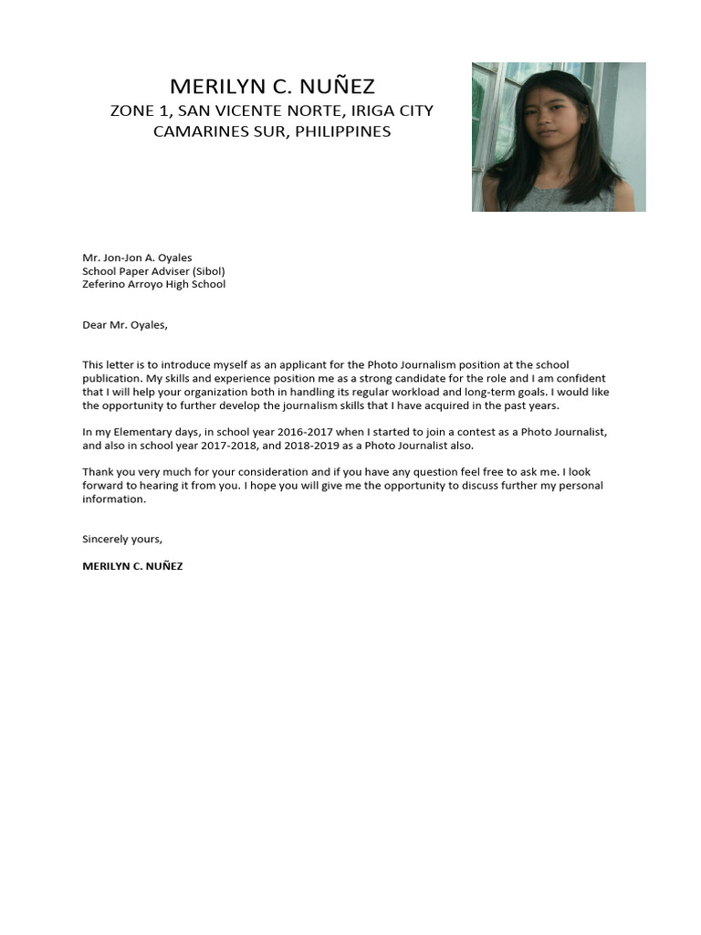 Application Letter Journalism PDF