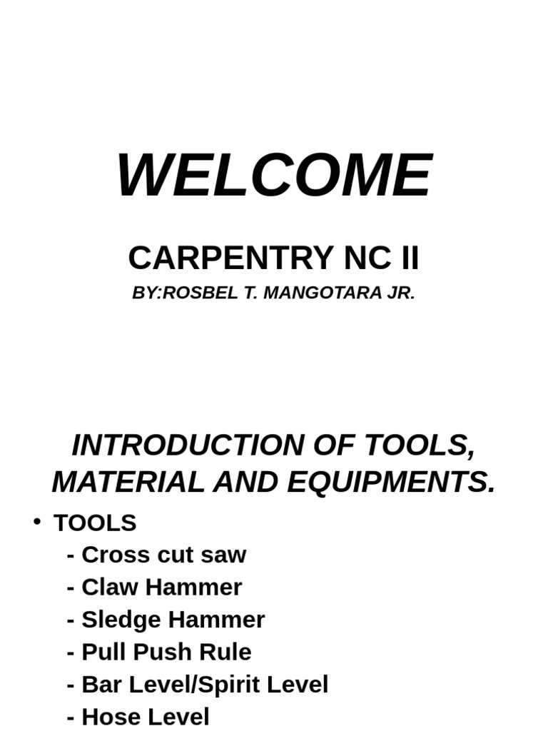 Carpentry Power Point Pdf
