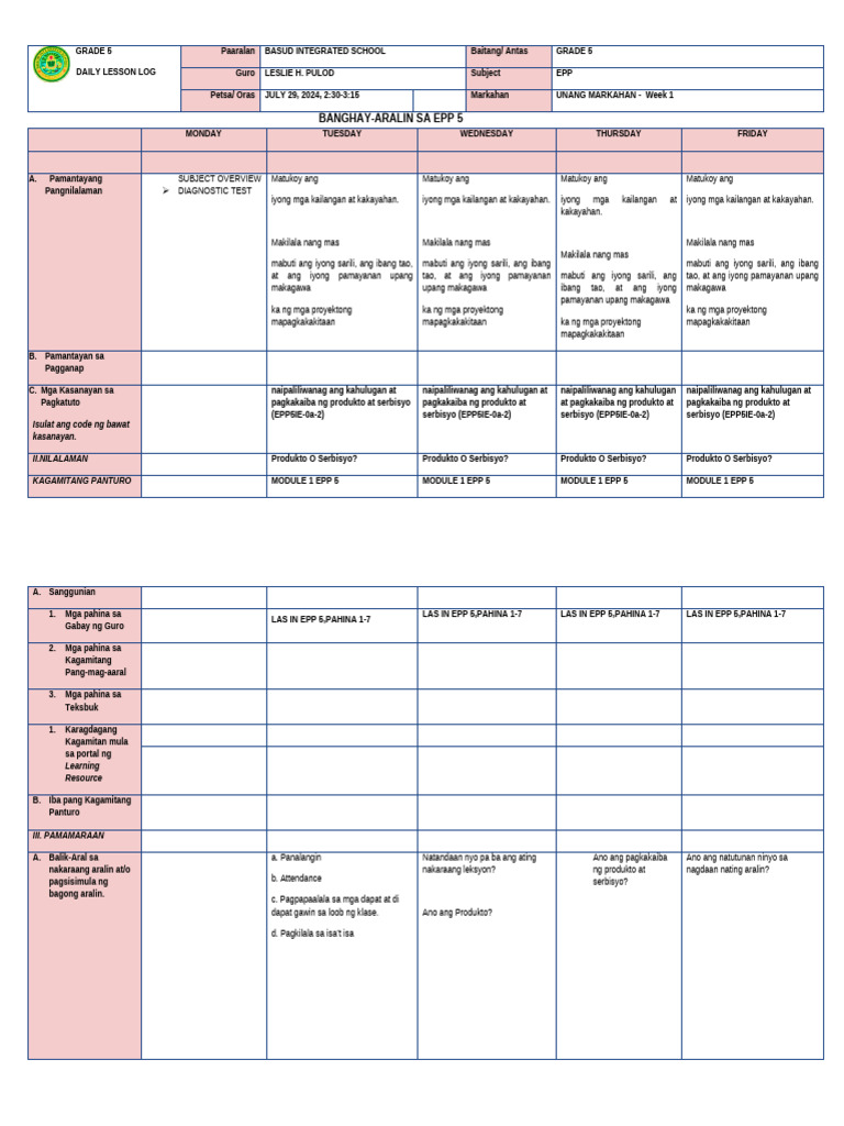 DLL Week 1 Epp 5 | PDF