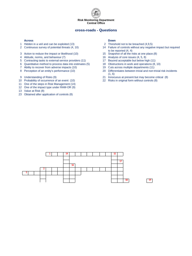 CrossWord - Risk at Cross Road | PDF