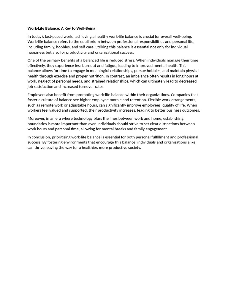 Balancing Work and Life | PDF