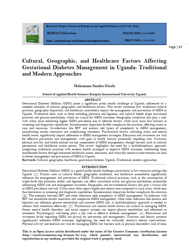 GDM Management in Uganda: Cultural & Healthcare Factors | PDF ...