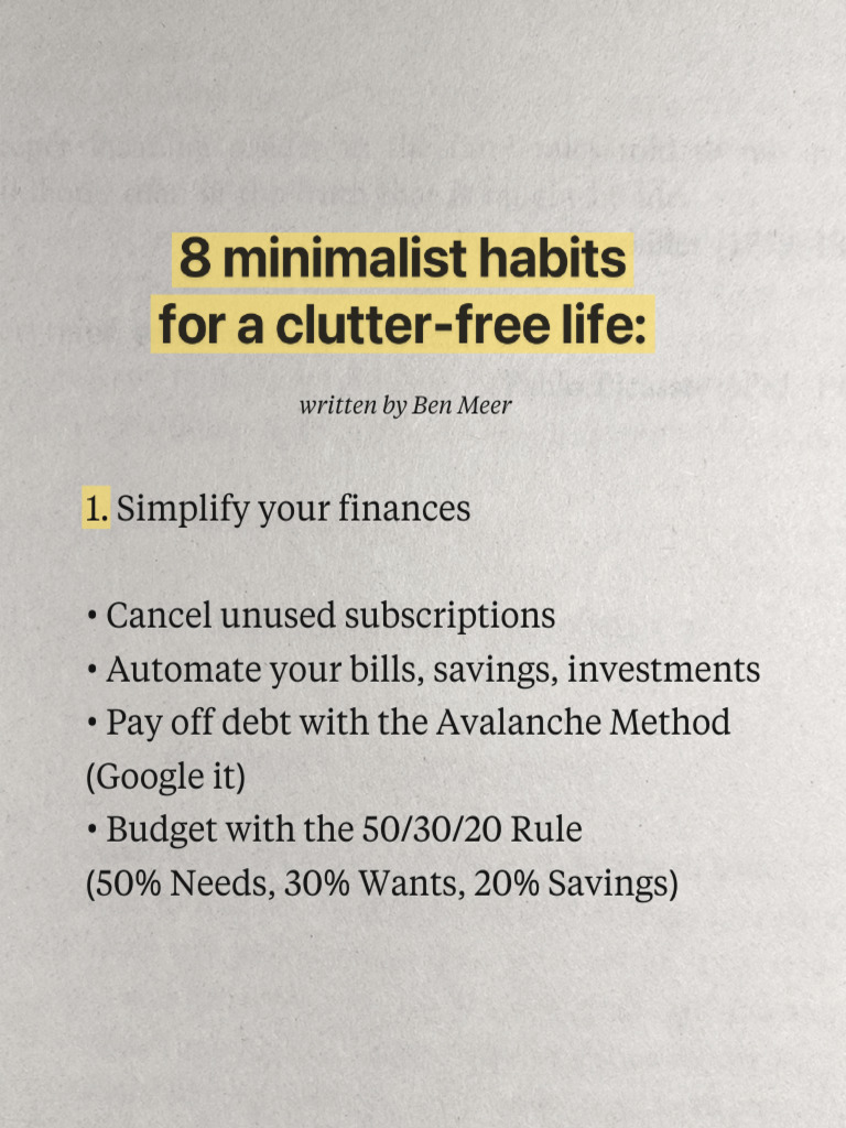 8 Minimalist Habits That Will Change Your Life | PDF