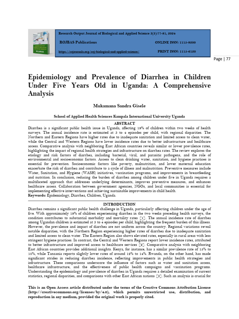 Epidemiology and Prevalence of Diarrhea in Children Under Five Years ...