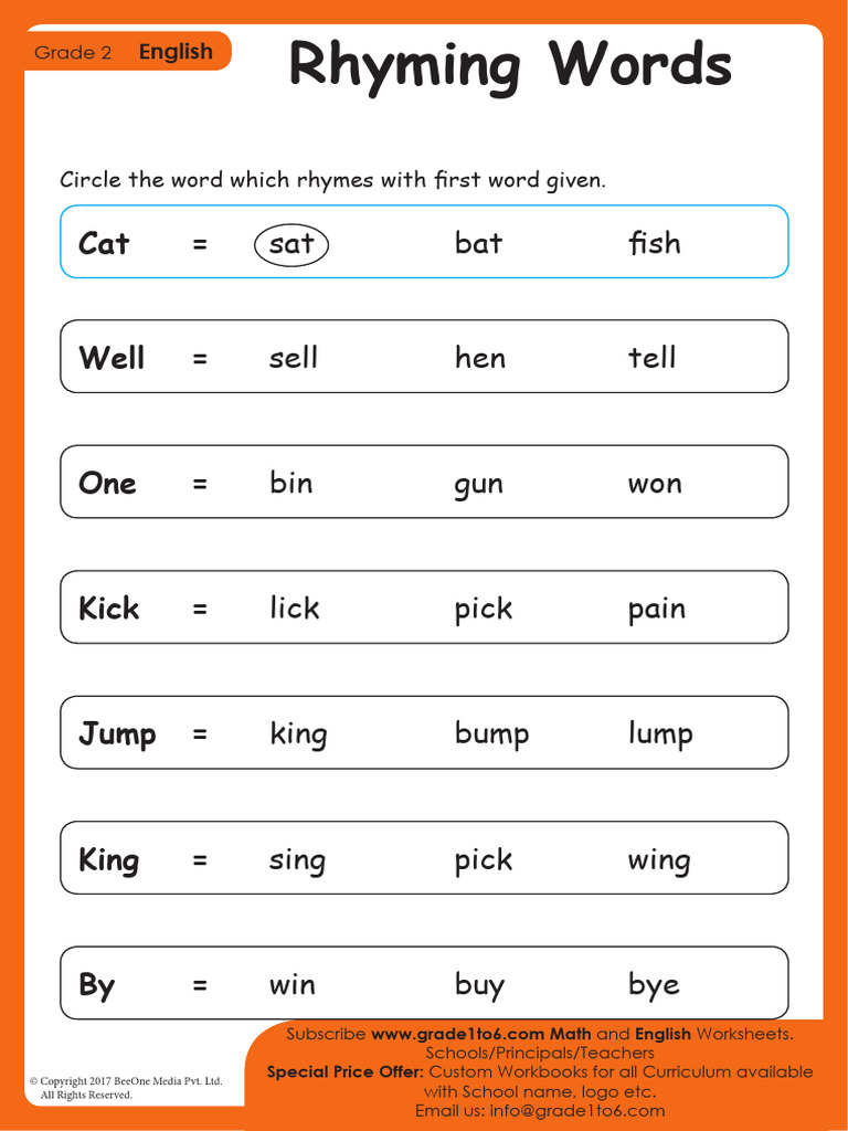 Rhyming Words | PDF
