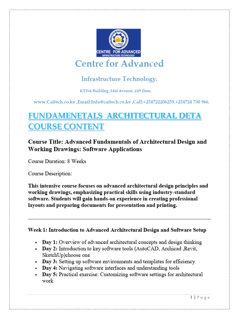 COURSE OUTLINE (FUNDAMENTALS OF ARCH.DESIGNS | PDF