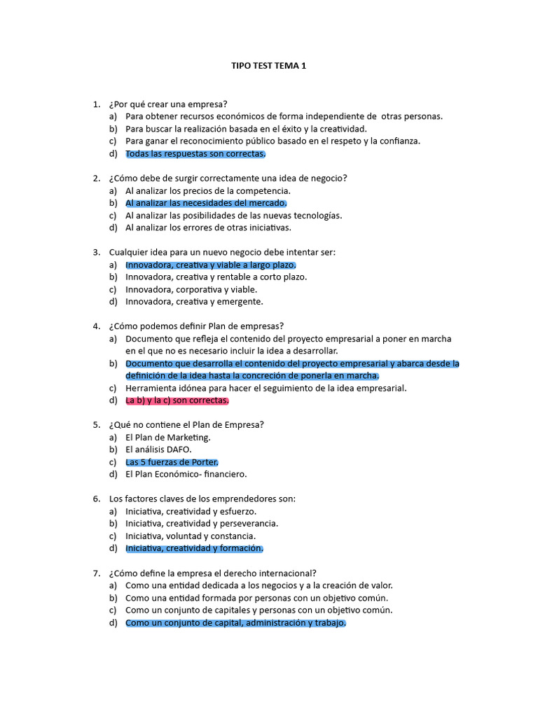 Test Tema 1 - Alumnos | PDF